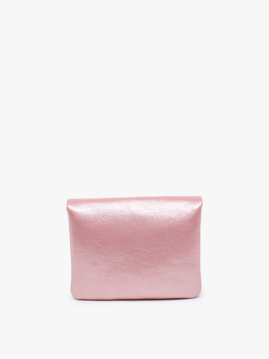 Ethel Vegan Clutch Pink back view - Jen & Co. vegan handbag