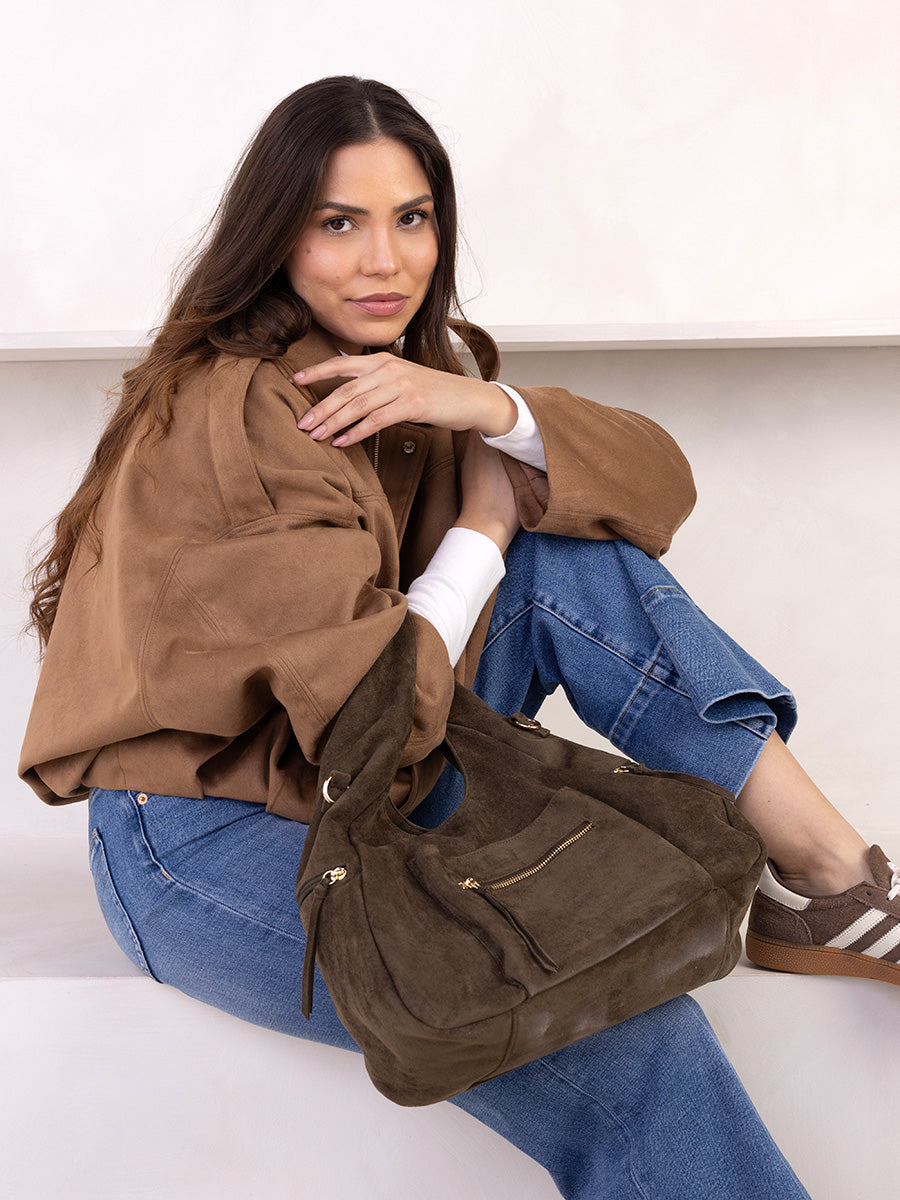 Heidi Vegan Suede Hobo - Jen & Co. vegan handbag