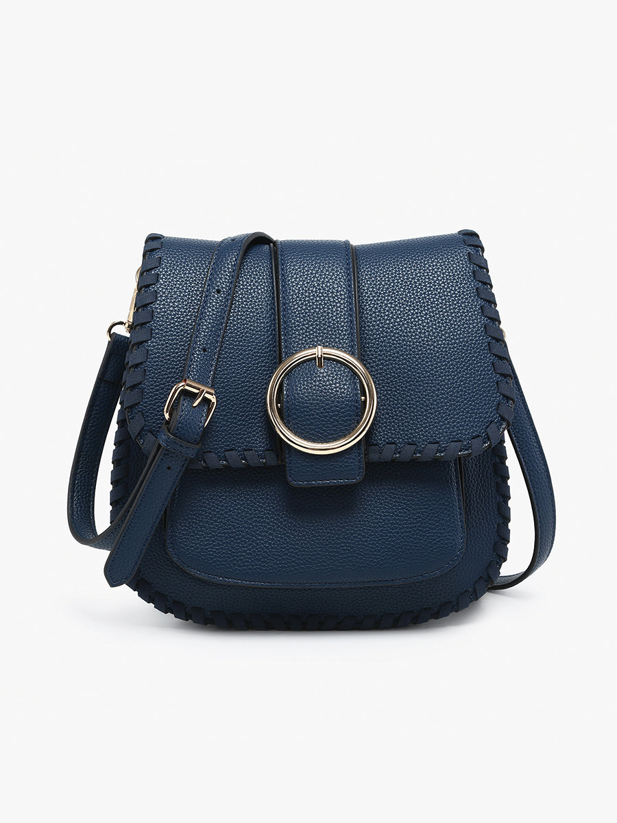 Sandra Vegan Buckle Crossbody Navy - Jen & Co. vegan handbag