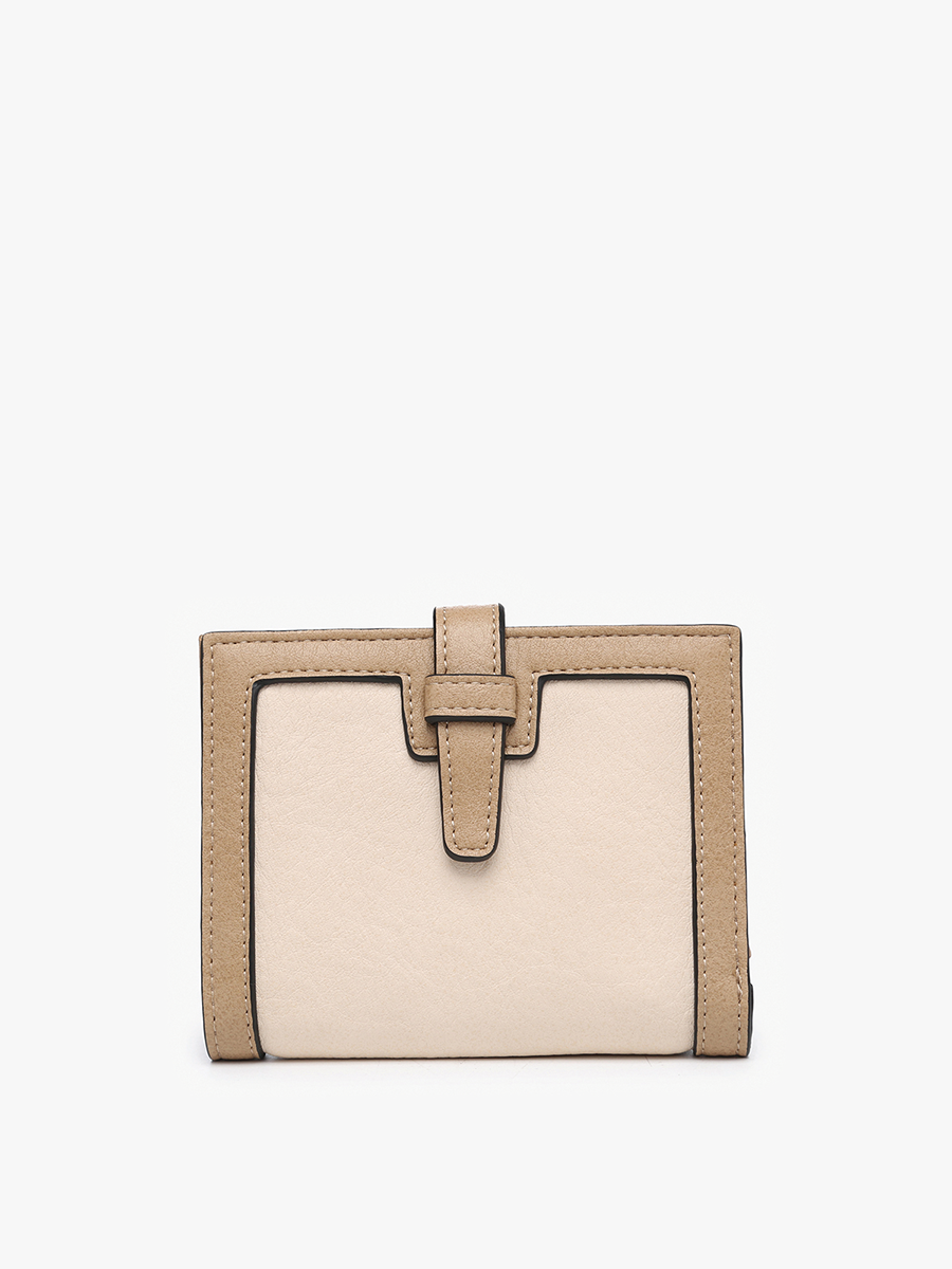 Bessie Vegan Wallet in Beige Parchment - Jen & Co. vegan handbag
