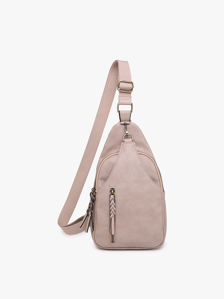 Nikki Vegan Sling Pack Bag Sand - Jen & Co. vegan handbag