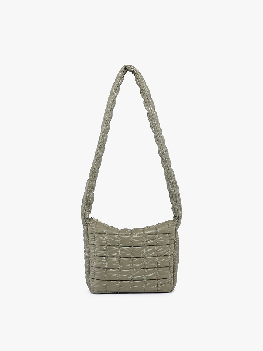 Katie Vegan Puffer Crossbody Olive - Jen & Co. vegan handbag