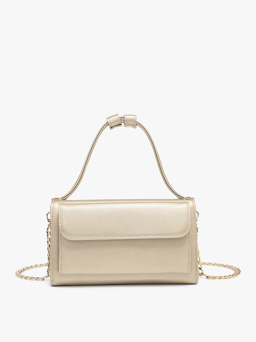 Honey Vegan Rect Chain Crossbody Champagne - Jen & Co. vegan handbag