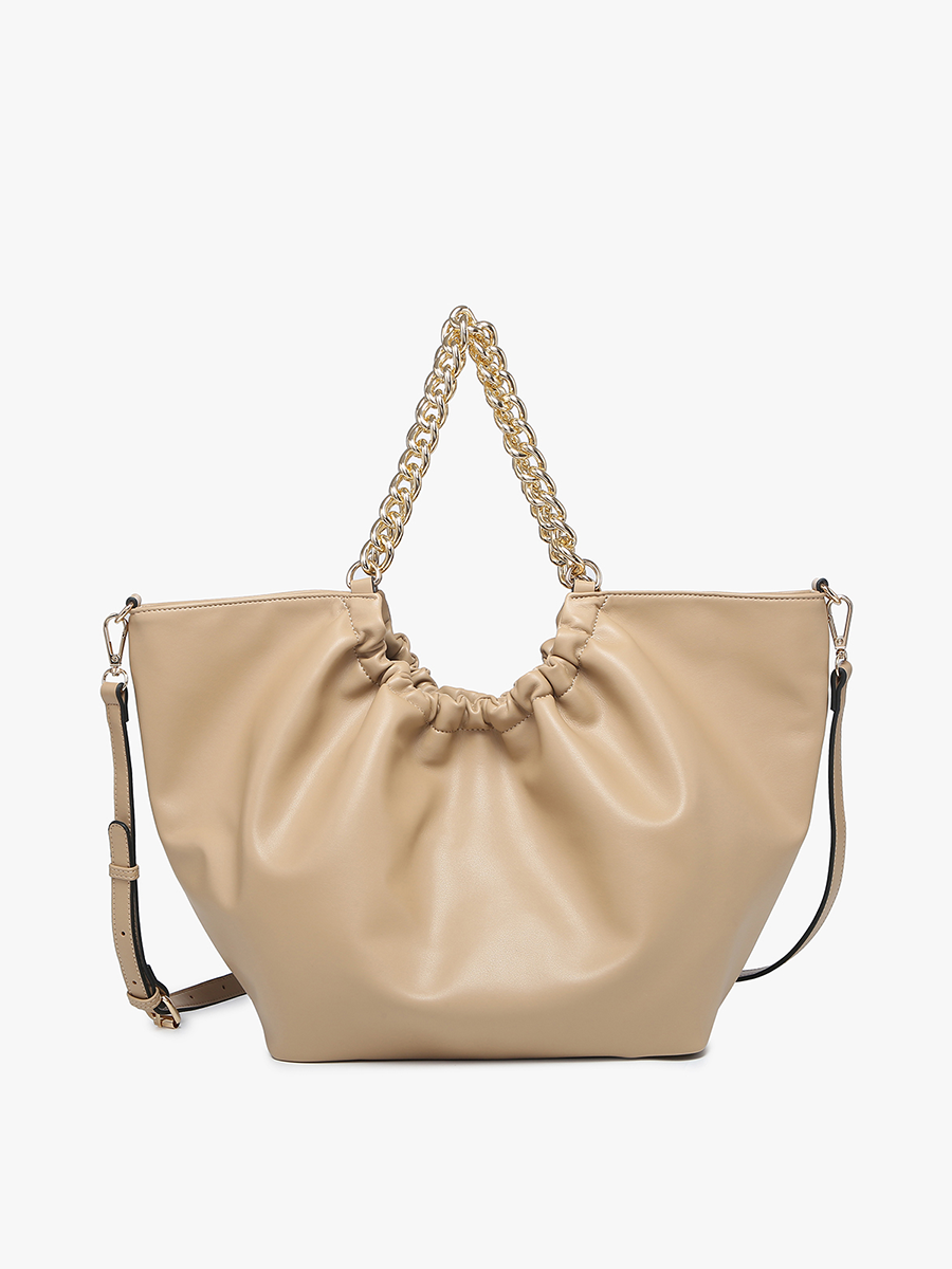 Stassi Vegan Slouchy Tote Taupe - Jen & Co. vegan handbag