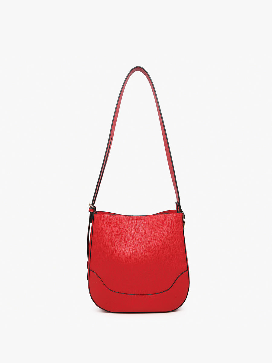Poppy Vegan Paneled Crossbody Cherry Red - Jen & Co. vegan handbag