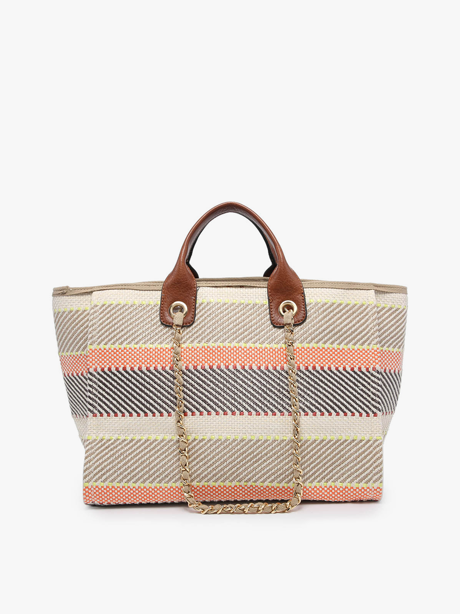 Kristina Vegan Stripe Satchel in Multi 2 - Jen & Co. vegan handbag