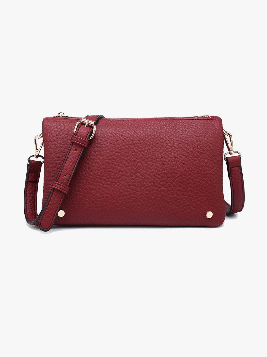 Phiona Vegan Stud Crossbody Merlot - Jen & Co. vegan handbag
