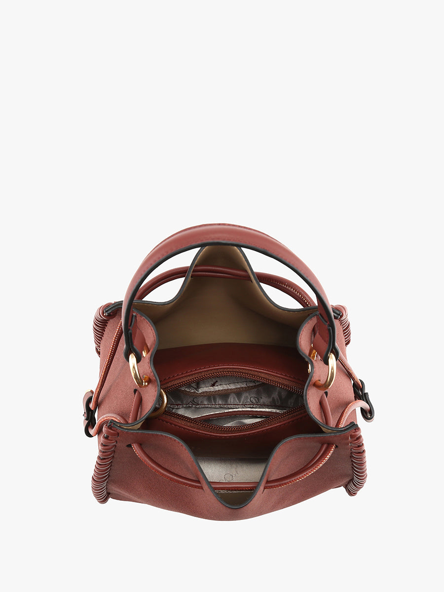 Elsa Vegan Suede Bucket Bag - Jen & Co. vegan handbag