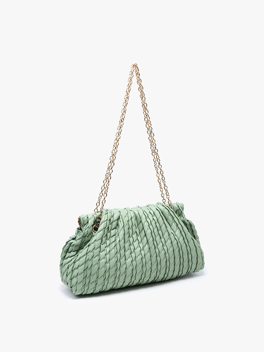 Ruthie Vegan Ruched Chain Satchel - Jen & Co. vegan handbag