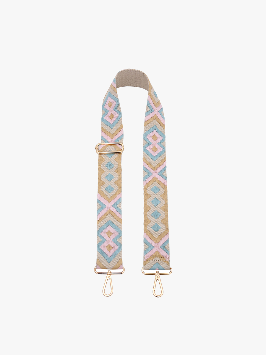 Bohemian Guitar Strap in Teal Lt. Pink - Jen & Co. vegan handbag