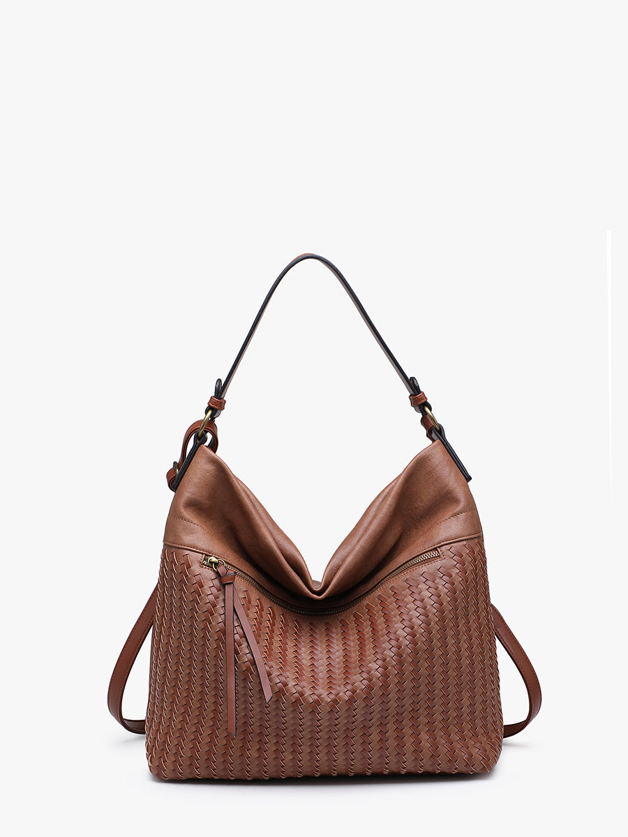 Alaya Vegan Woven Hobo Brown - Jen & Co. vegan handbag