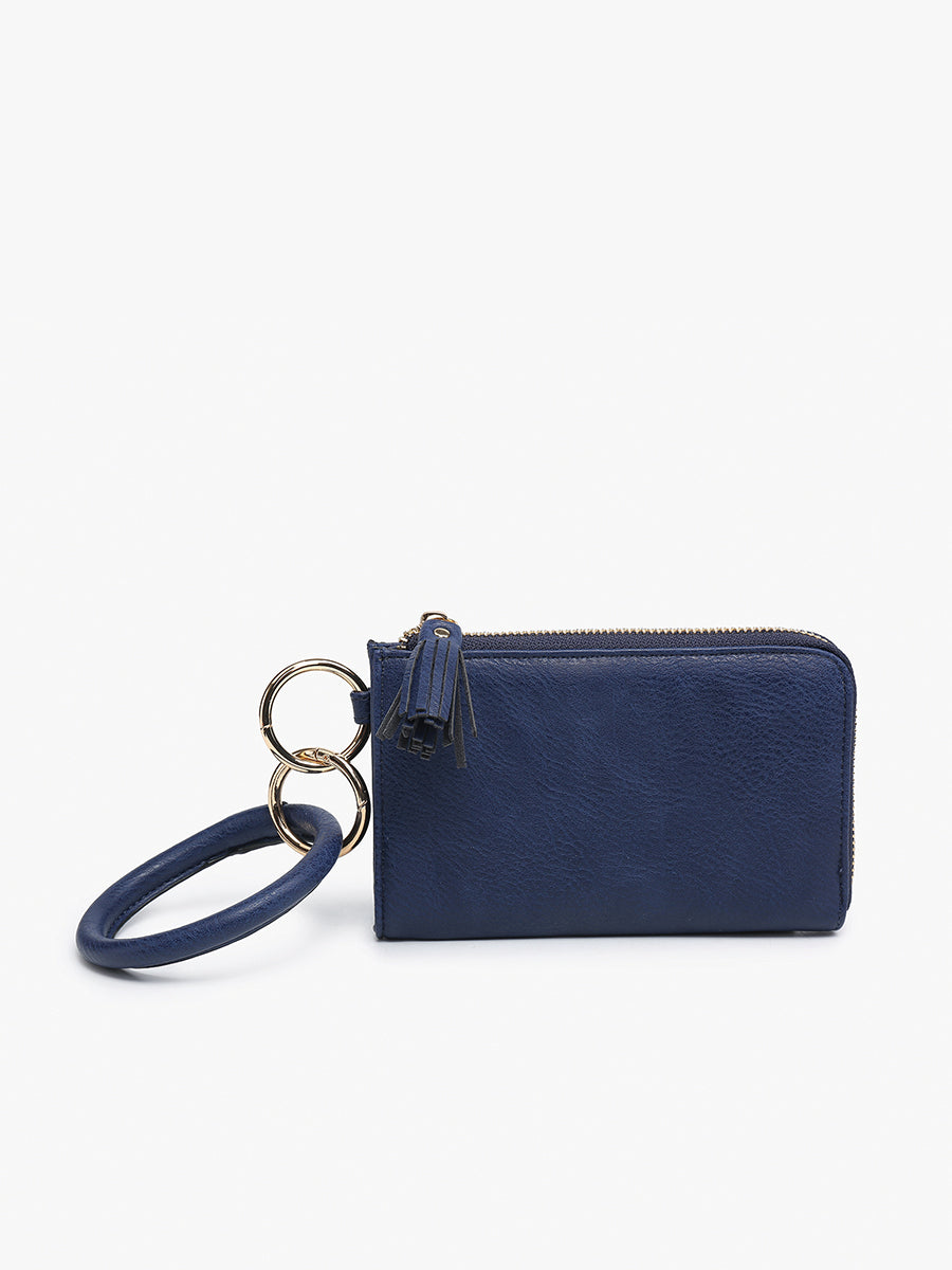 Liv Vegan Bangle Wristlet in Navy - Jen & Co. vegan handbag