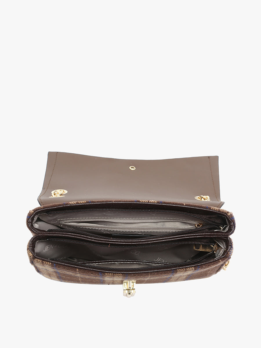 Winter Vegan Plaid Shoulder Bag - Jen & Co. vegan handbag
