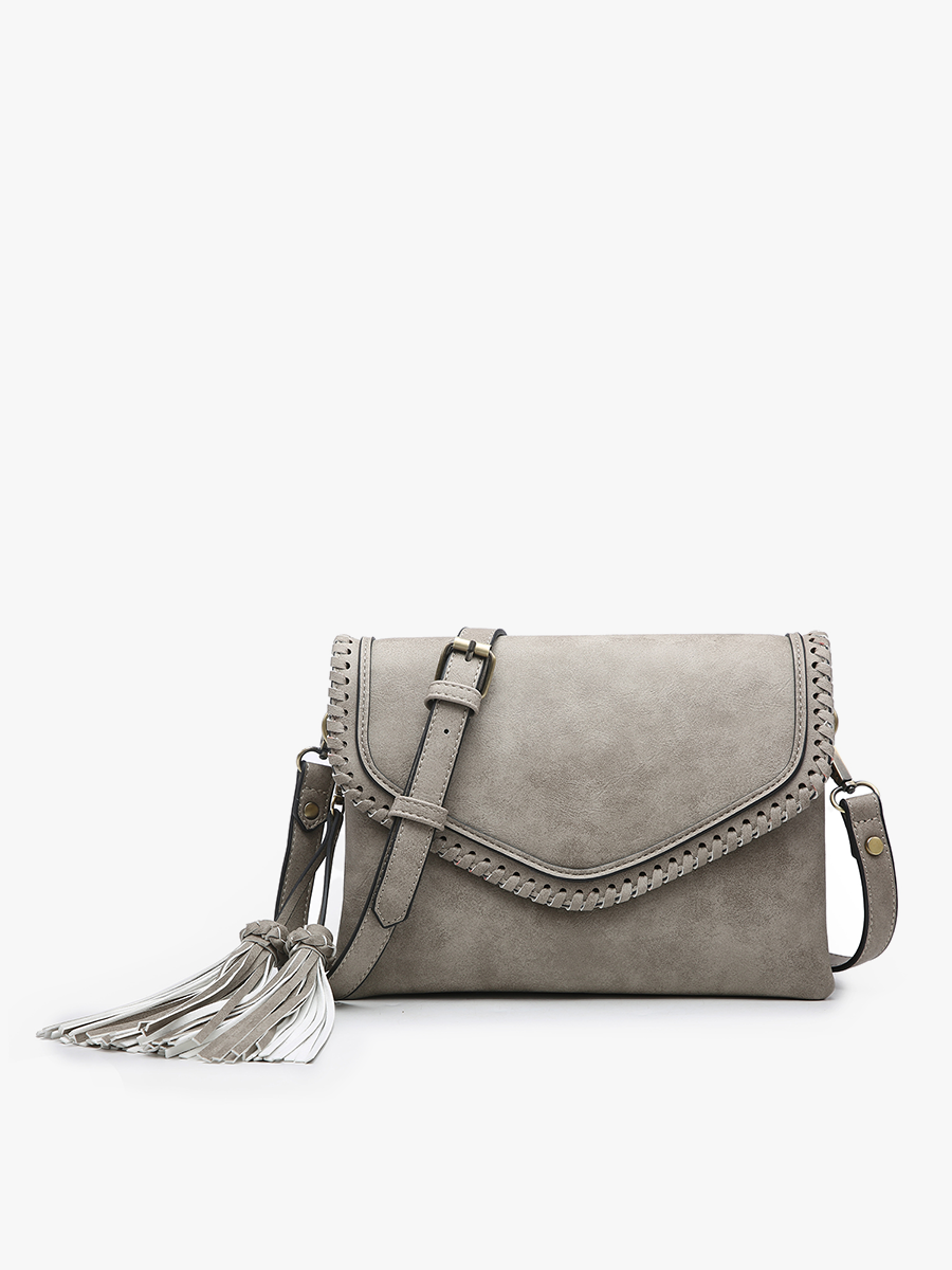 Sloane Vegan Crossbody in Grey - Jen & Co. vegan handbag