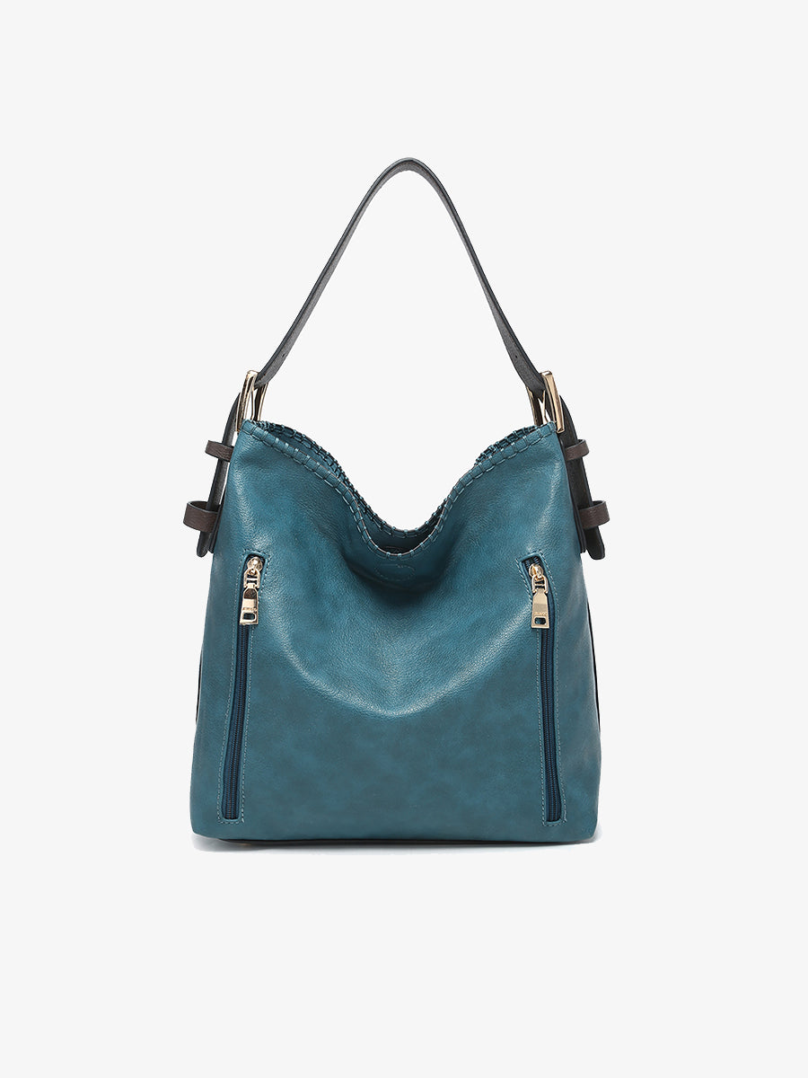 Alexa Vegan Hobo in Peacock - Jen & Co. vegan handbag