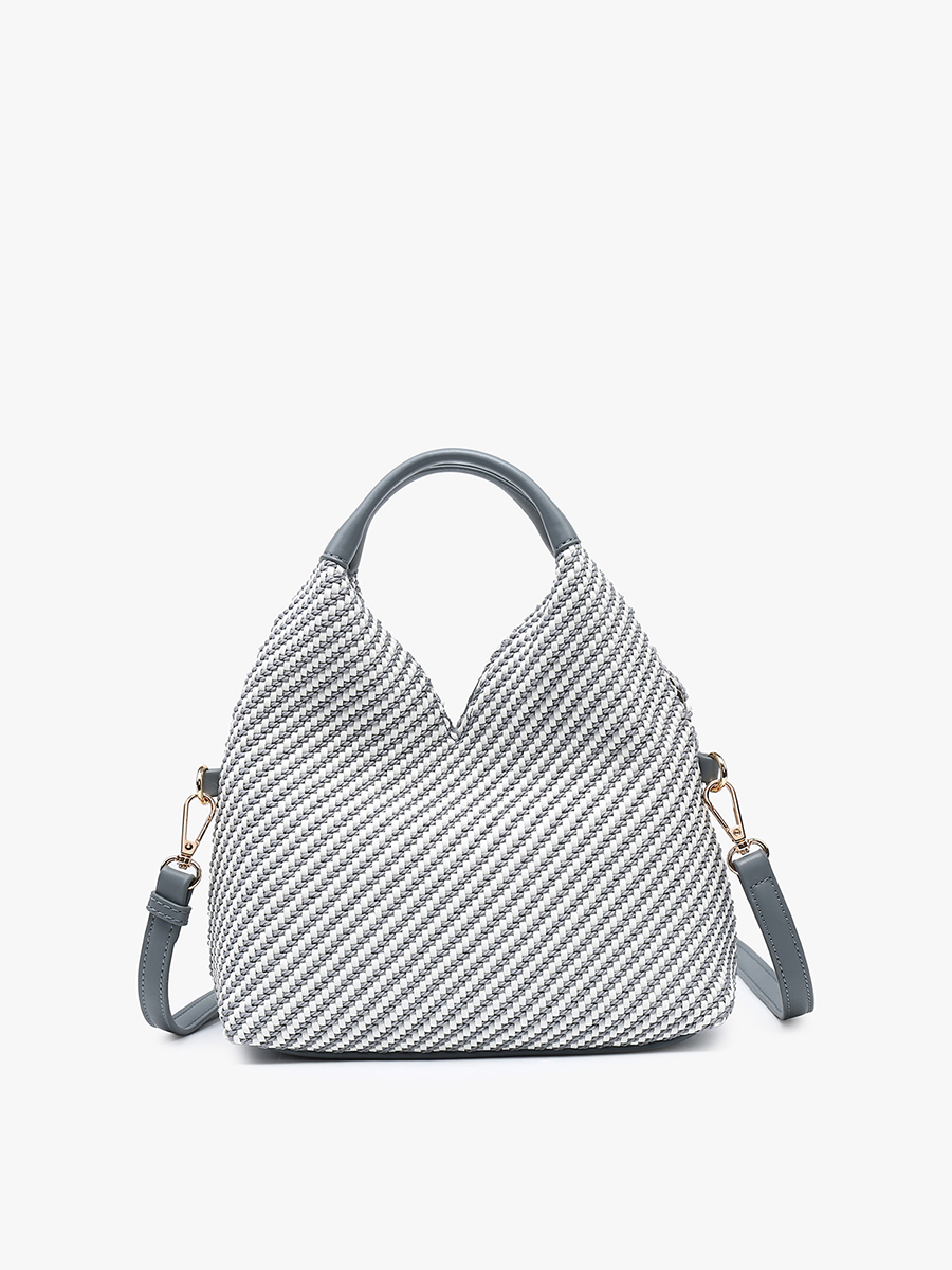 Cecily Vegan Woven Hobo Grey - Jen & Co. vegan handbag