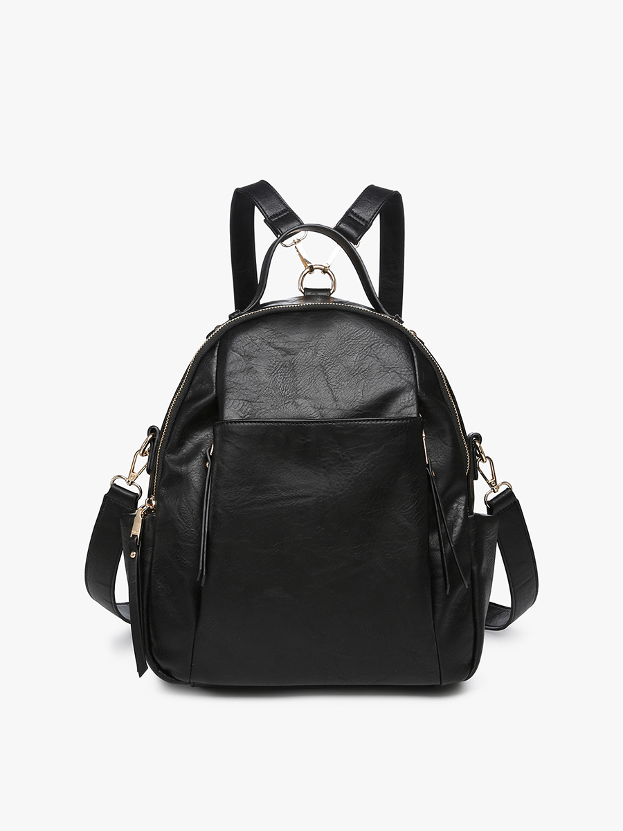 convertible backpack tote black cross body leather Natalia Tooled Wear it as a backpack Fabrique Convertible Backpack/Crossbody/Tote
