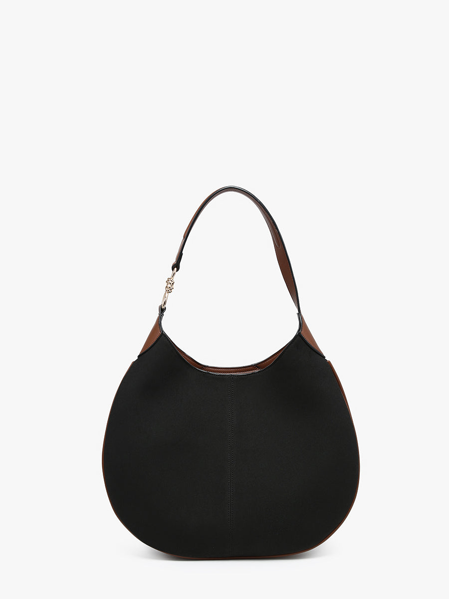 Vanessa Vegan Suede Hobo Black Brown - Jen & Co. vegan handbag