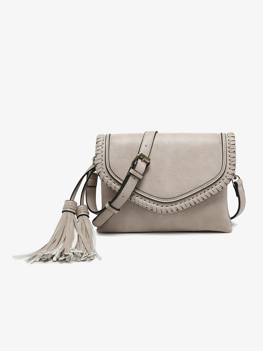 Sloane Vegan Crossbody in Parchment - Jen & Co. vegan handbag