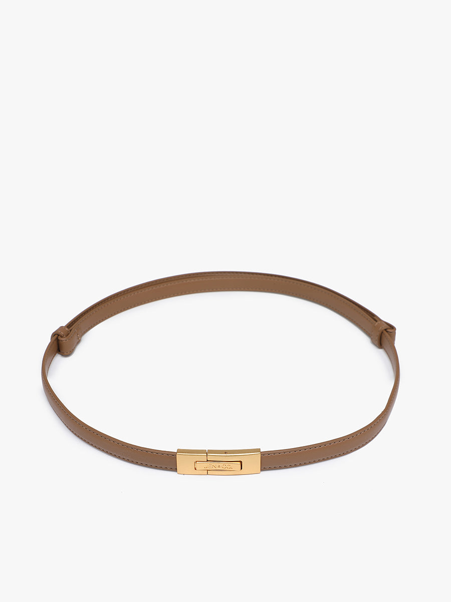 Vegan Leather Adjustable Belt Tan - Jen & Co. vegan handbag