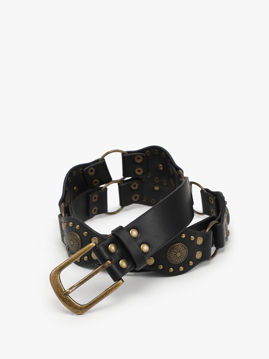 Western Belt w/ Studs Black - Jen & Co. vegan handbag