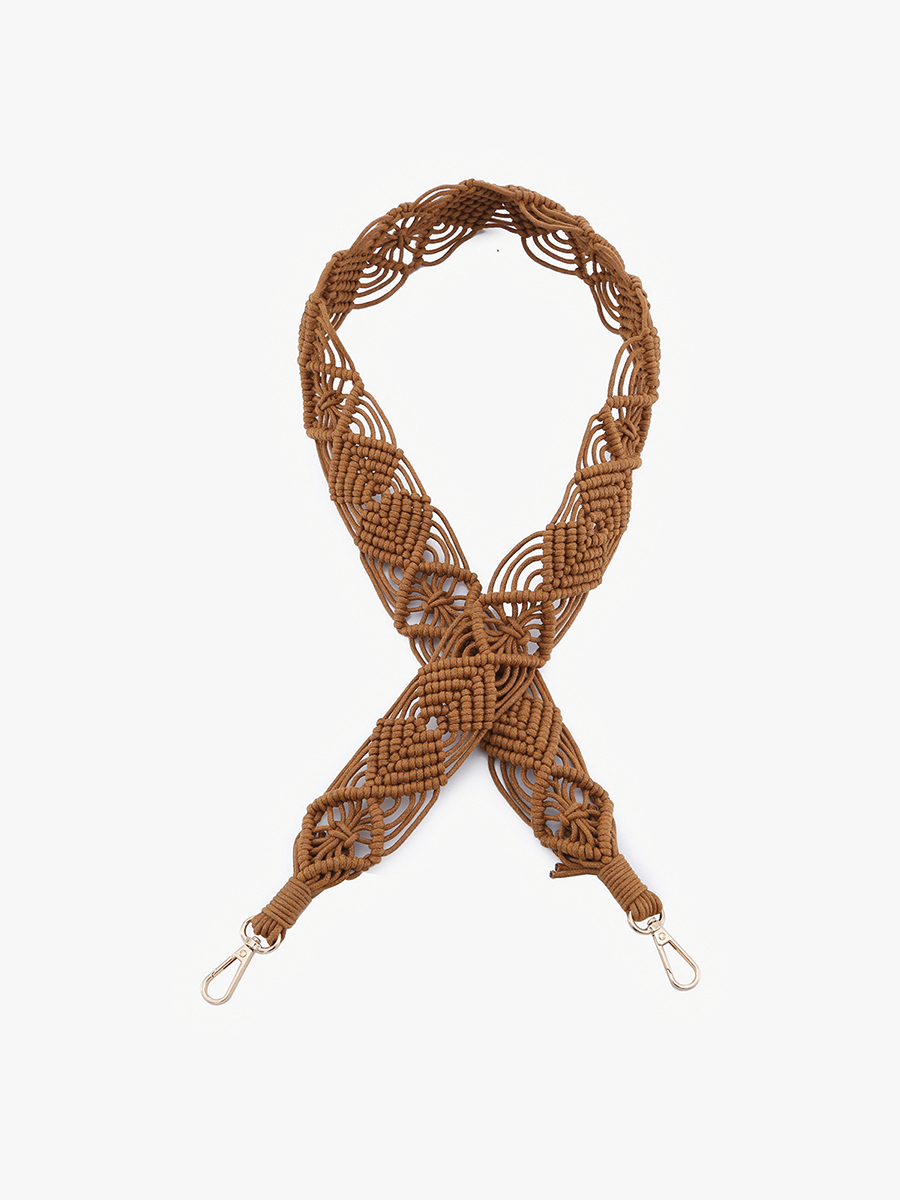 Macrame Strap Camel - Jen & Co. vegan handbag