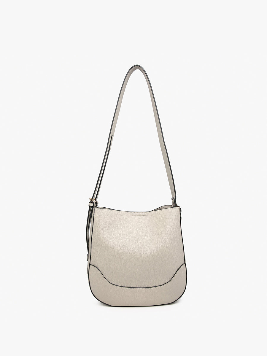 Poppy Vegan Paneled Crossbody Lt. Grey - Jen & Co. vegan handbag