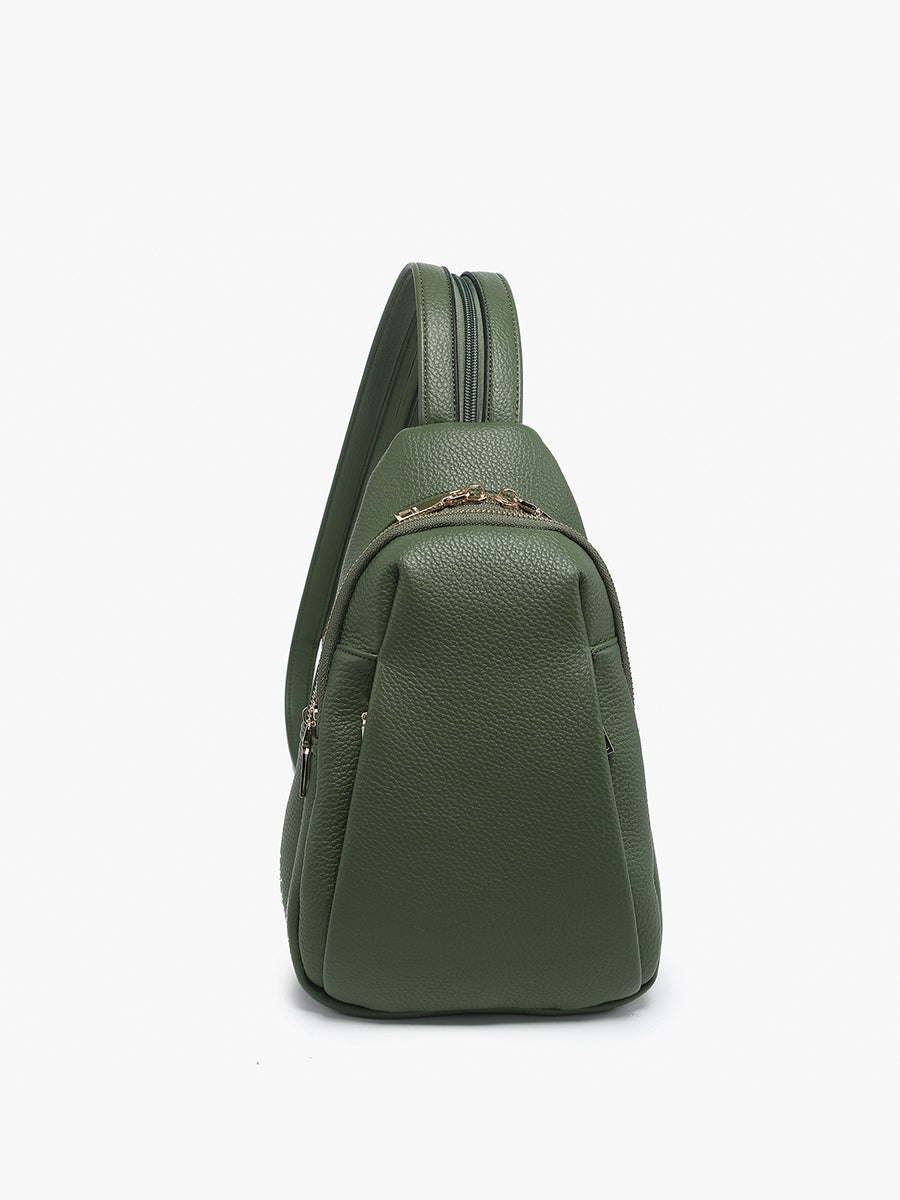 Ari Vegan Convertible Sling Bag in Olive - Jen & Co. vegan handbag