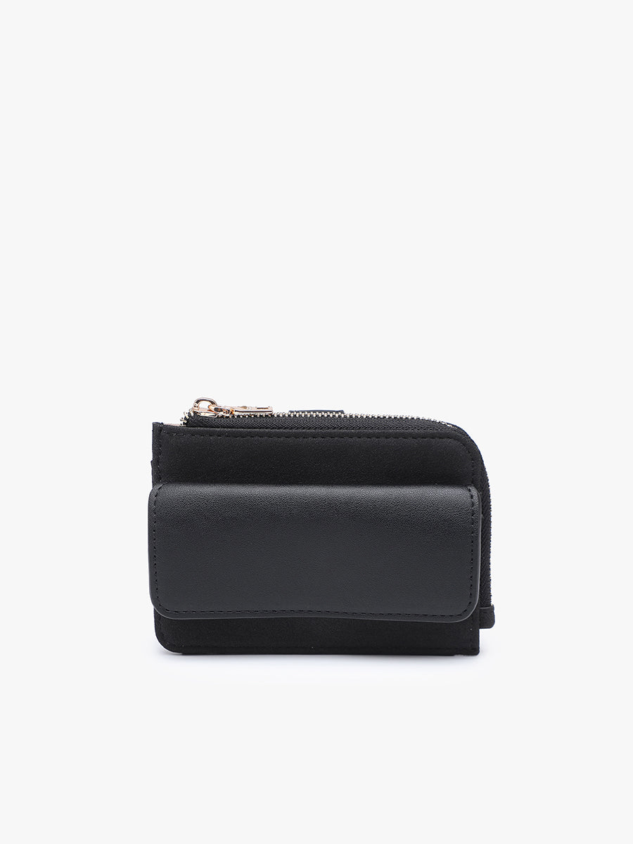 Joanna Vegan Suede Wallet Black - Jen & Co. vegan handbag