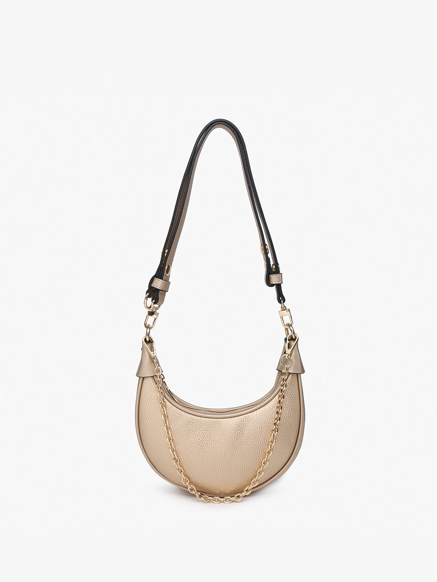 Zora Vegan Half-Moon Shoulder Bag Gold - Jen & Co. vegan handbag