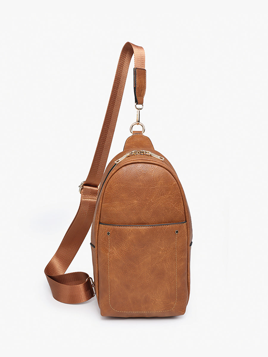 Pamela Vegan Double Zip Sling Bag - Jen & Co. vegan handbag