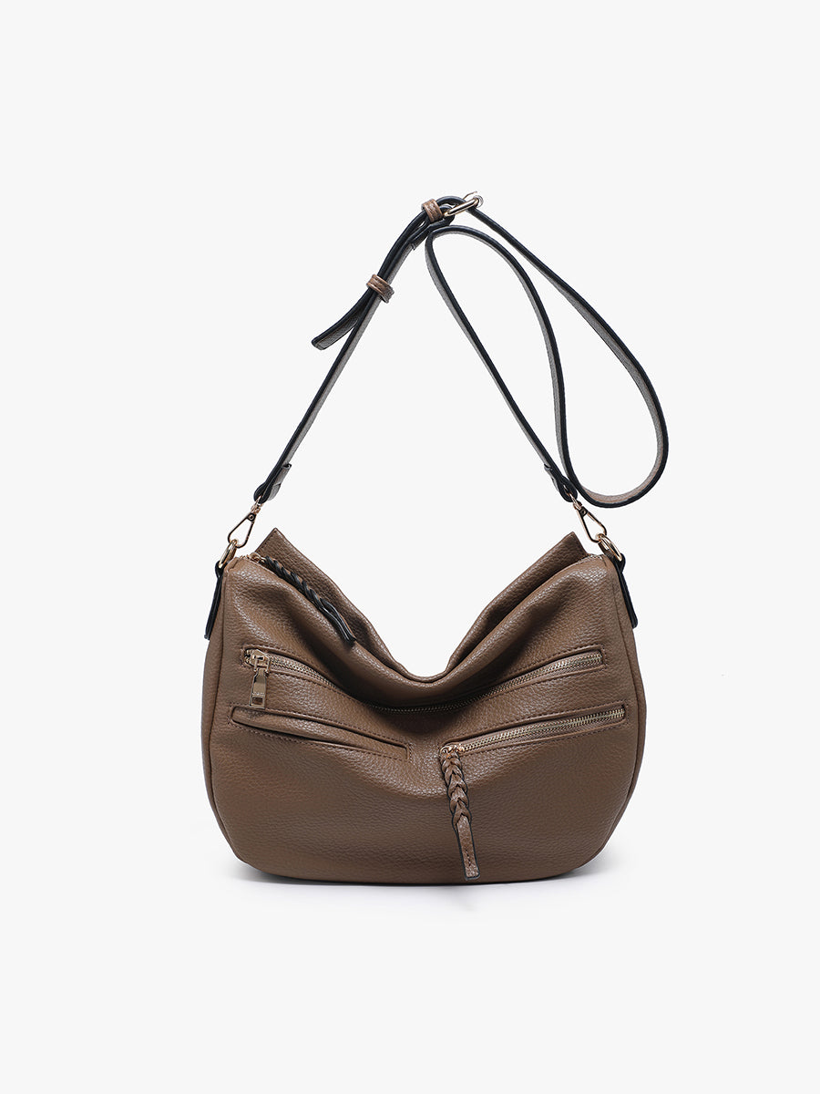 Josephine Vegan Multi-Pocket Crossbody Ash Brown - Jen & Co. vegan handbag