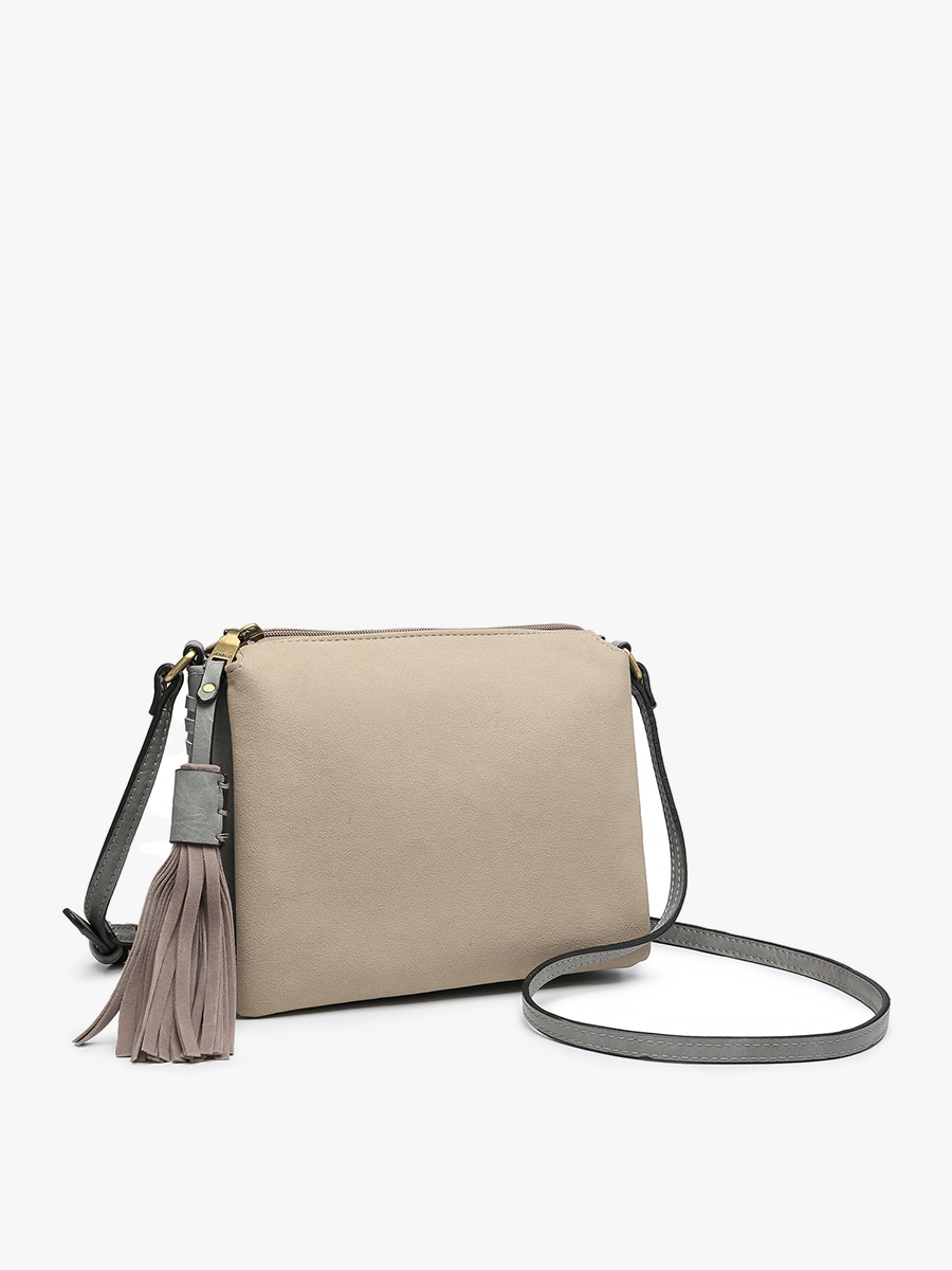 Sabrina Vegan Crossbody in SDE G.Taupe - Jen & Co. vegan handbag