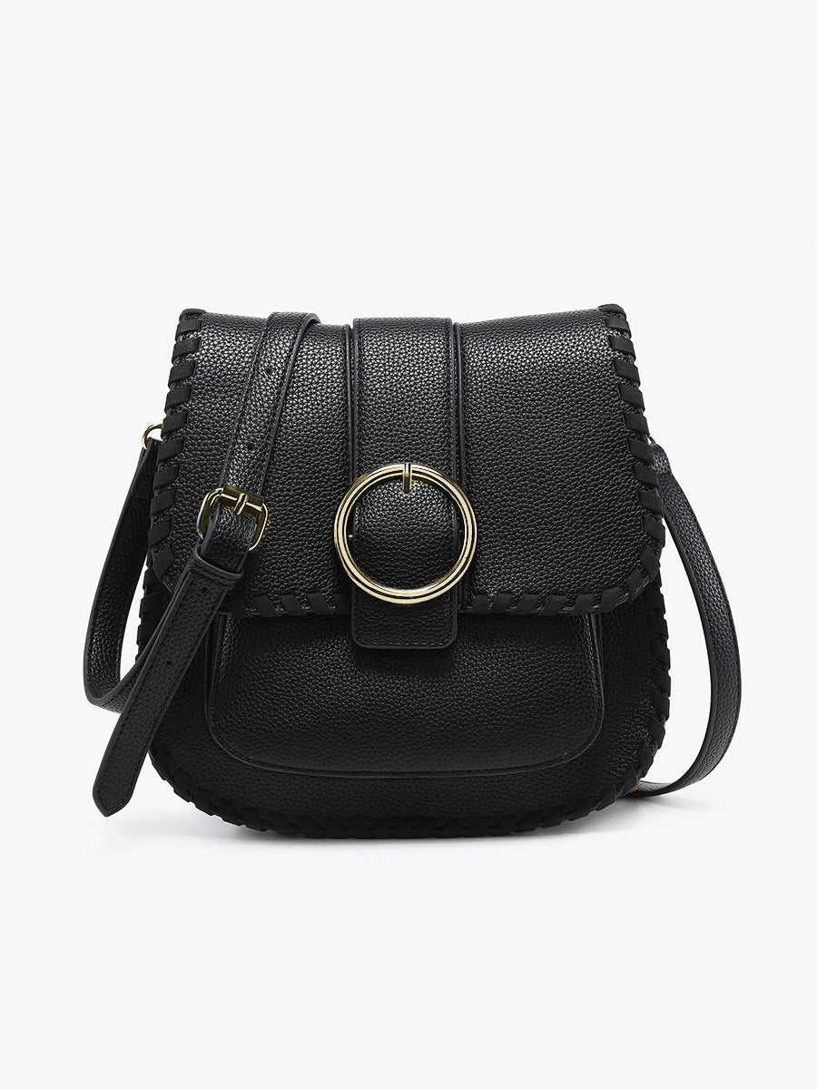 Sandra Vegan Buckle Crossbody Black - Jen & Co. vegan handbag