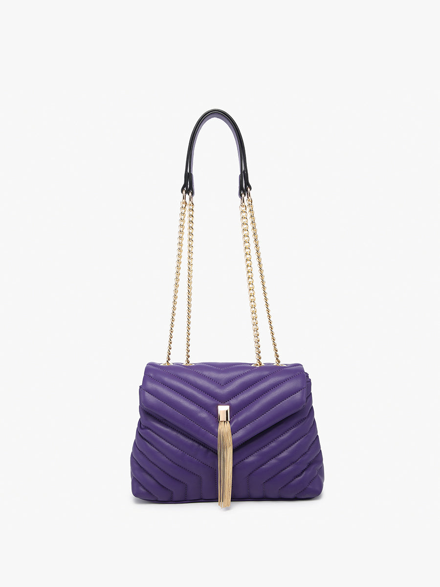 Thea Vegan Chevron Crossbody Dark Purple - Jen & Co. vegan handbag