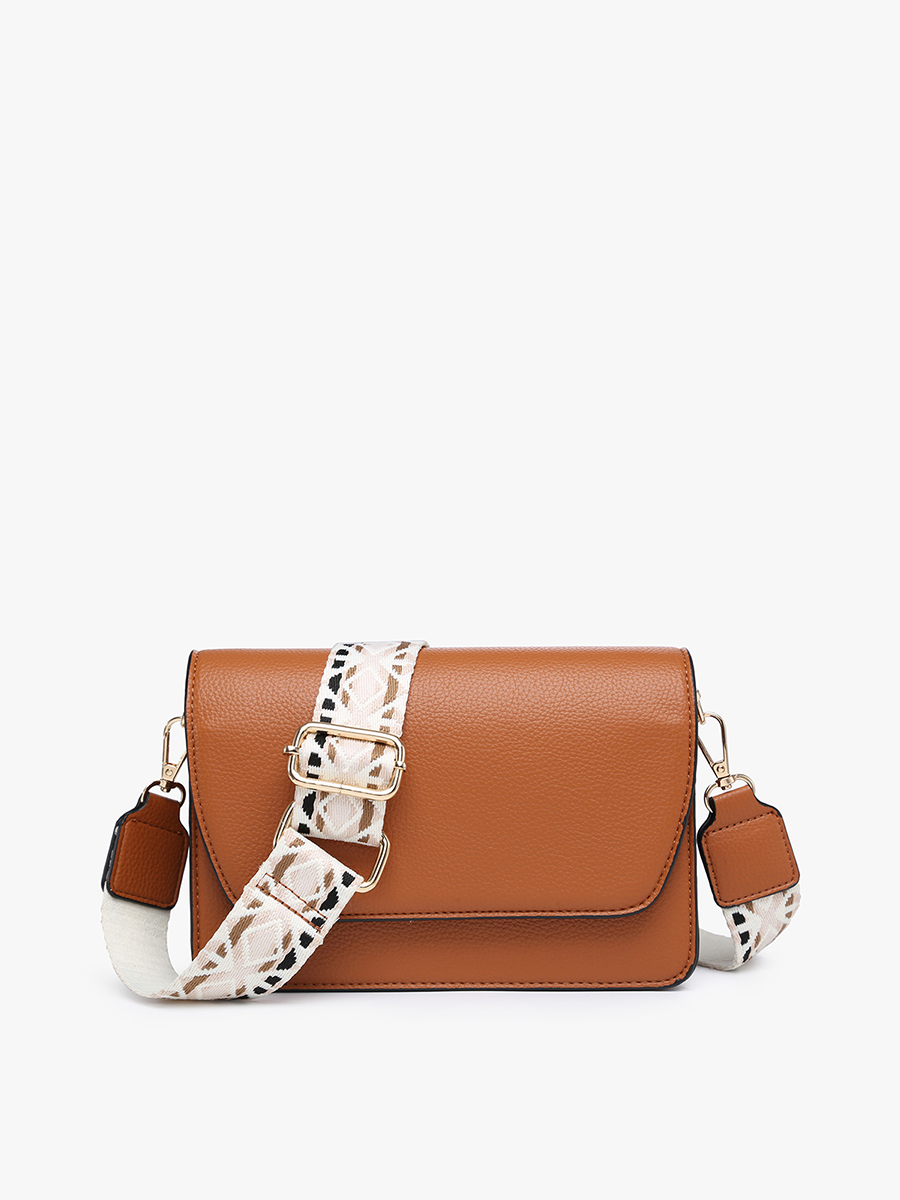 Noah Vegan Guitar Strap Crossbody Brown - Jen & Co. vegan handbag