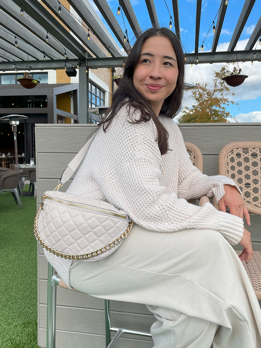 Sylvie Vegan Quilted Belt Bag - Jen & Co. vegan handbag