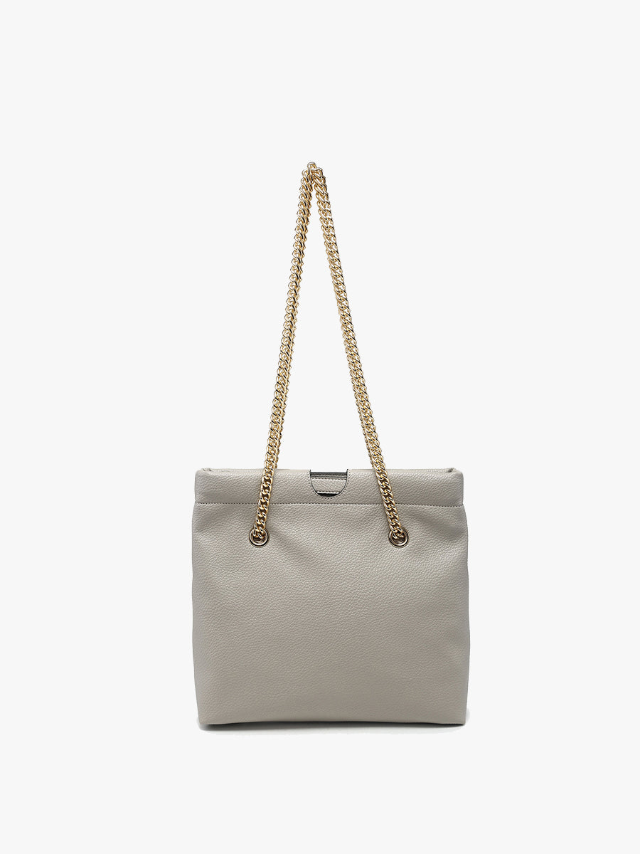 Casey Vegan Snap Hinge Satchel Lt. Grey - Jen & Co. vegan handbag