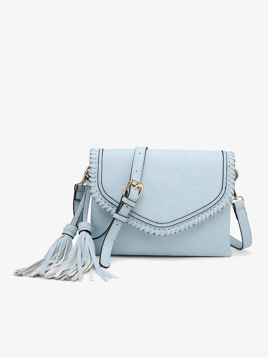 Sloane Vegan Crossbody in Powder Blue - Jen & Co. vegan handbag