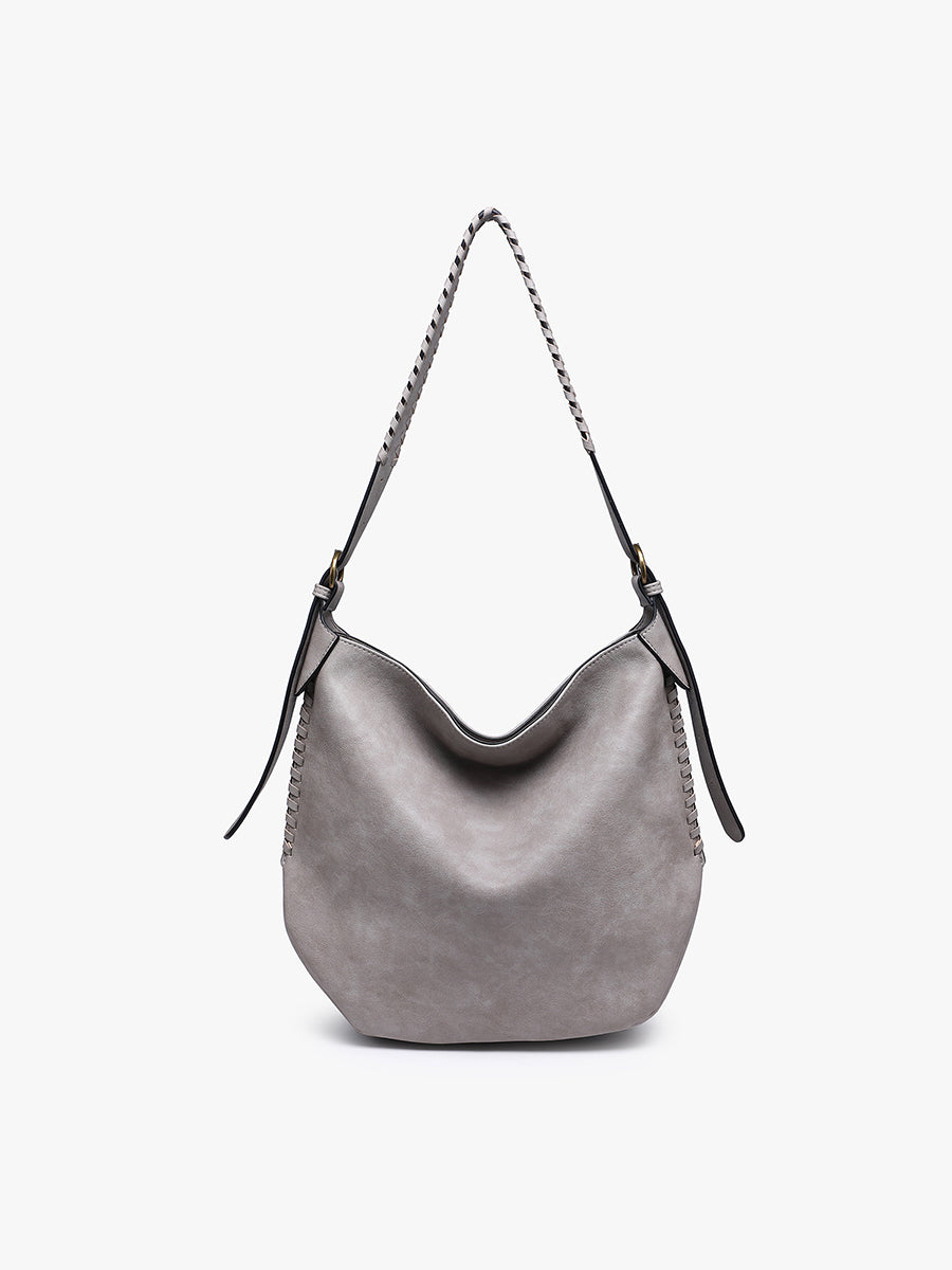 Madelyn Vegan Whipstitch Hobo Grey - Jen & Co. vegan handbag