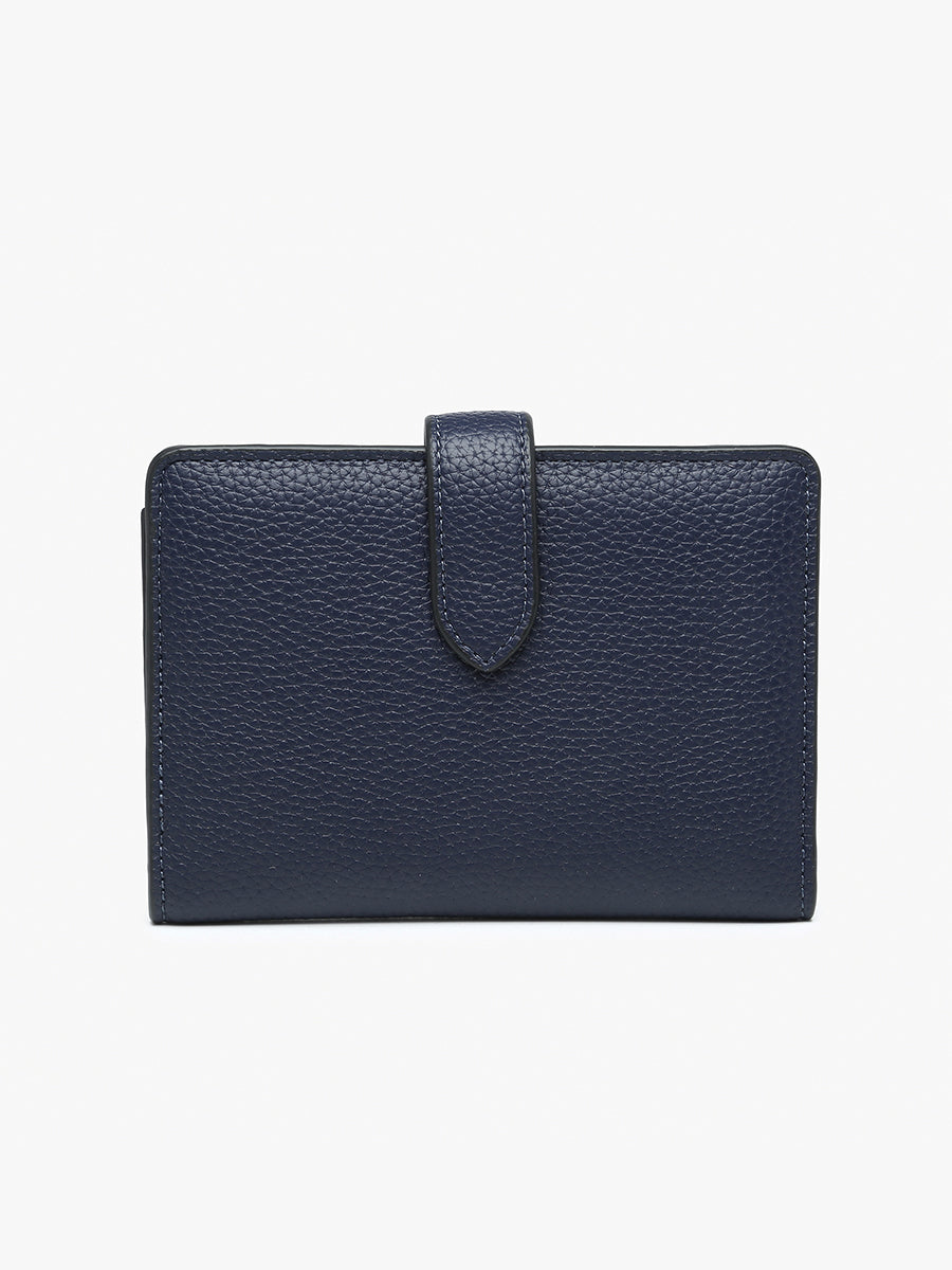 Jane Vegan Snap Wallet Navy - Jen & Co. vegan handbag