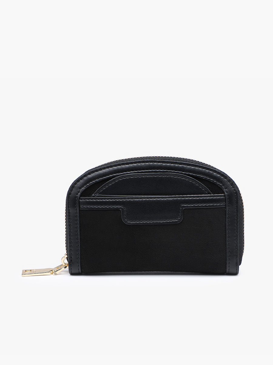 Melanie Faux Suede Wallet Black - Jen & Co. vegan handbag
