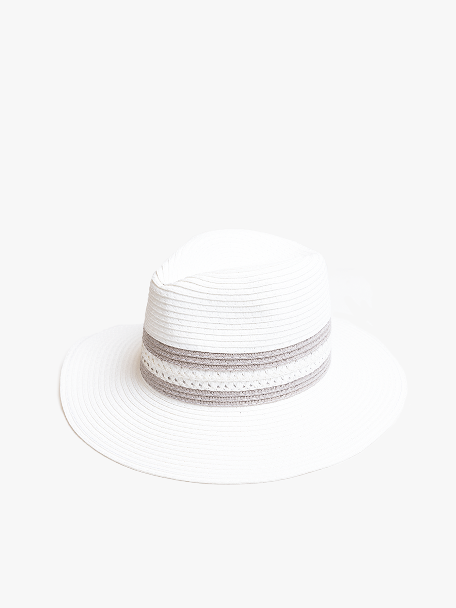 Holloway Two-Toned Fedora White Grey - Jen & Co. vegan handbag