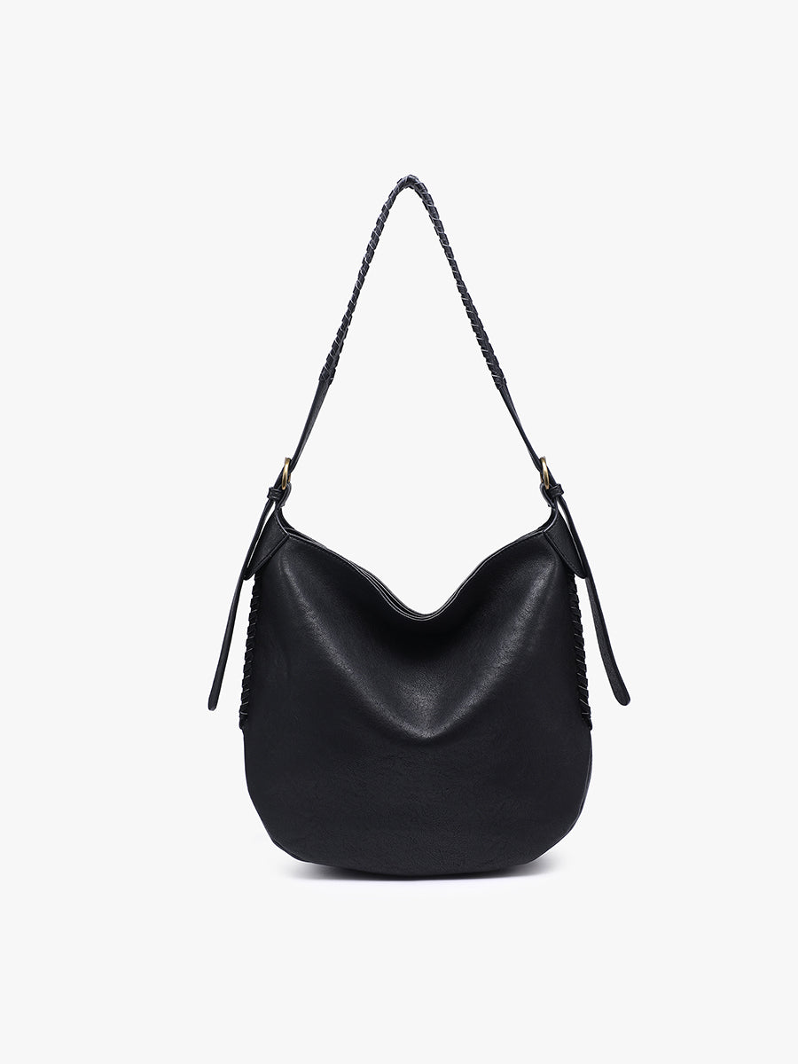Madelyn Vegan Whipstitch Hobo Black - Jen & Co. vegan handbag