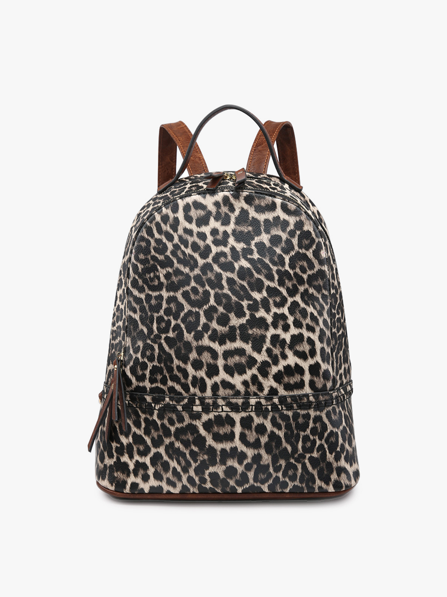 Marty Vegan Backpack in Leopard Khaki - Jen & Co. vegan handbag
