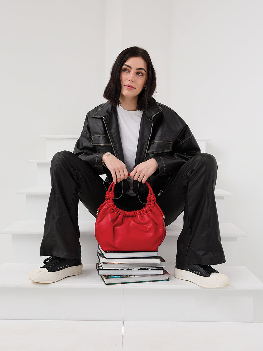 Celia Vegan Ruched Satchel in - Jen & Co. vegan handbag