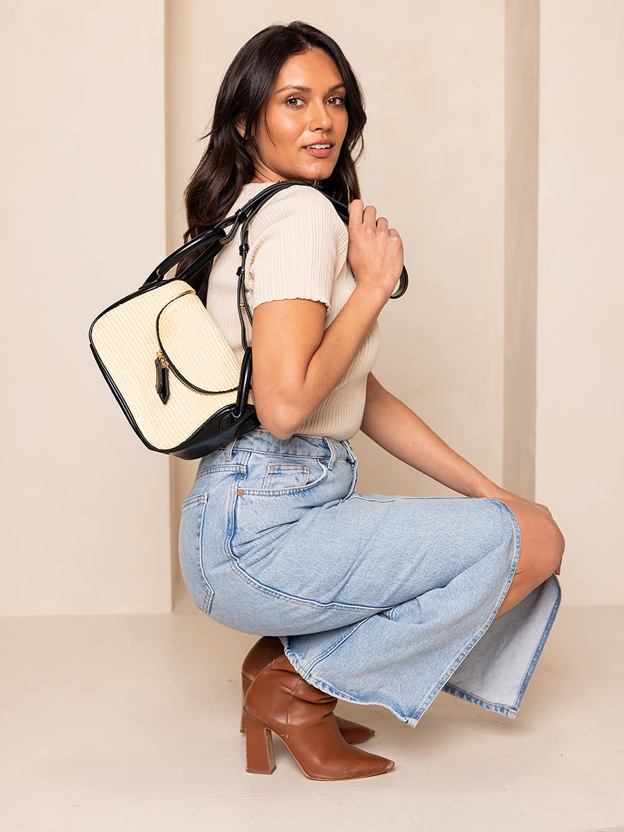 Susan Vegan Straw Crossbody - Jen & Co. vegan handbag