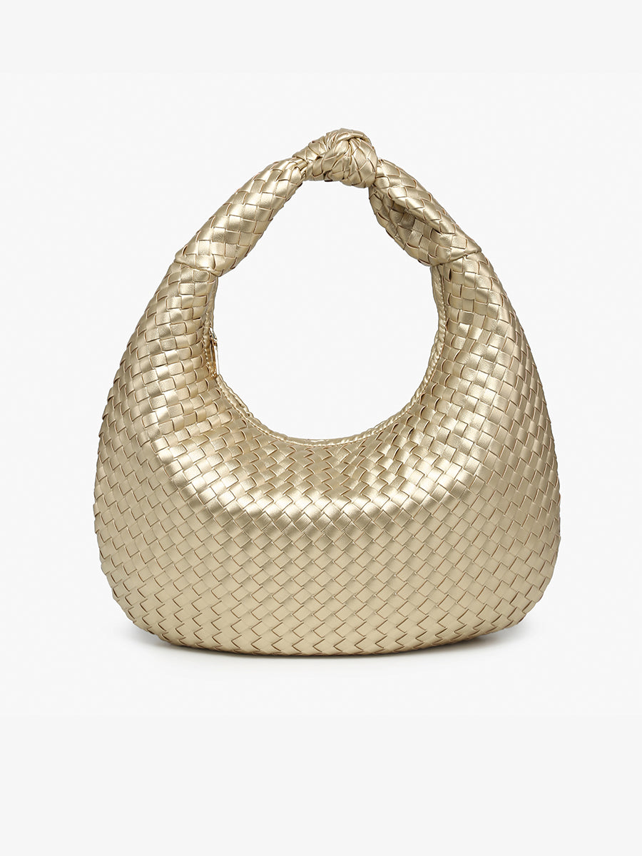 Valentina Vegan Woven Hobo Gold - Jen & Co. vegan handbag