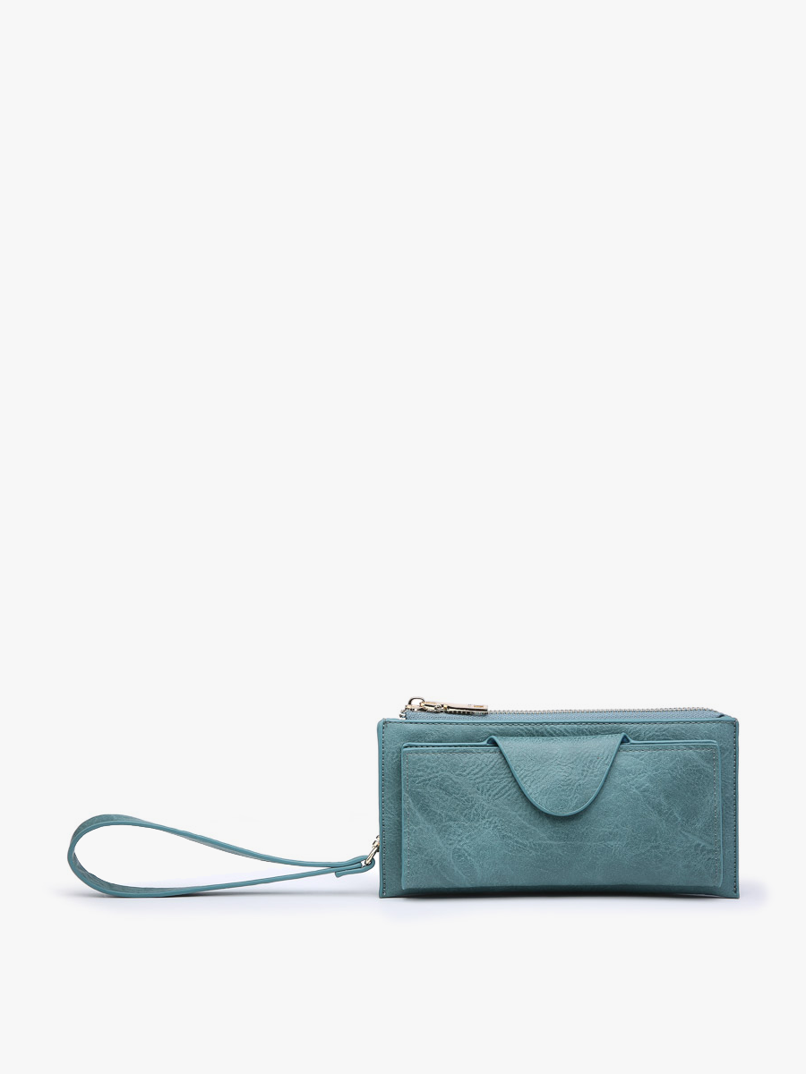 Kyla Vegan RFID Wallet Teal - Jen & Co. vegan handbag