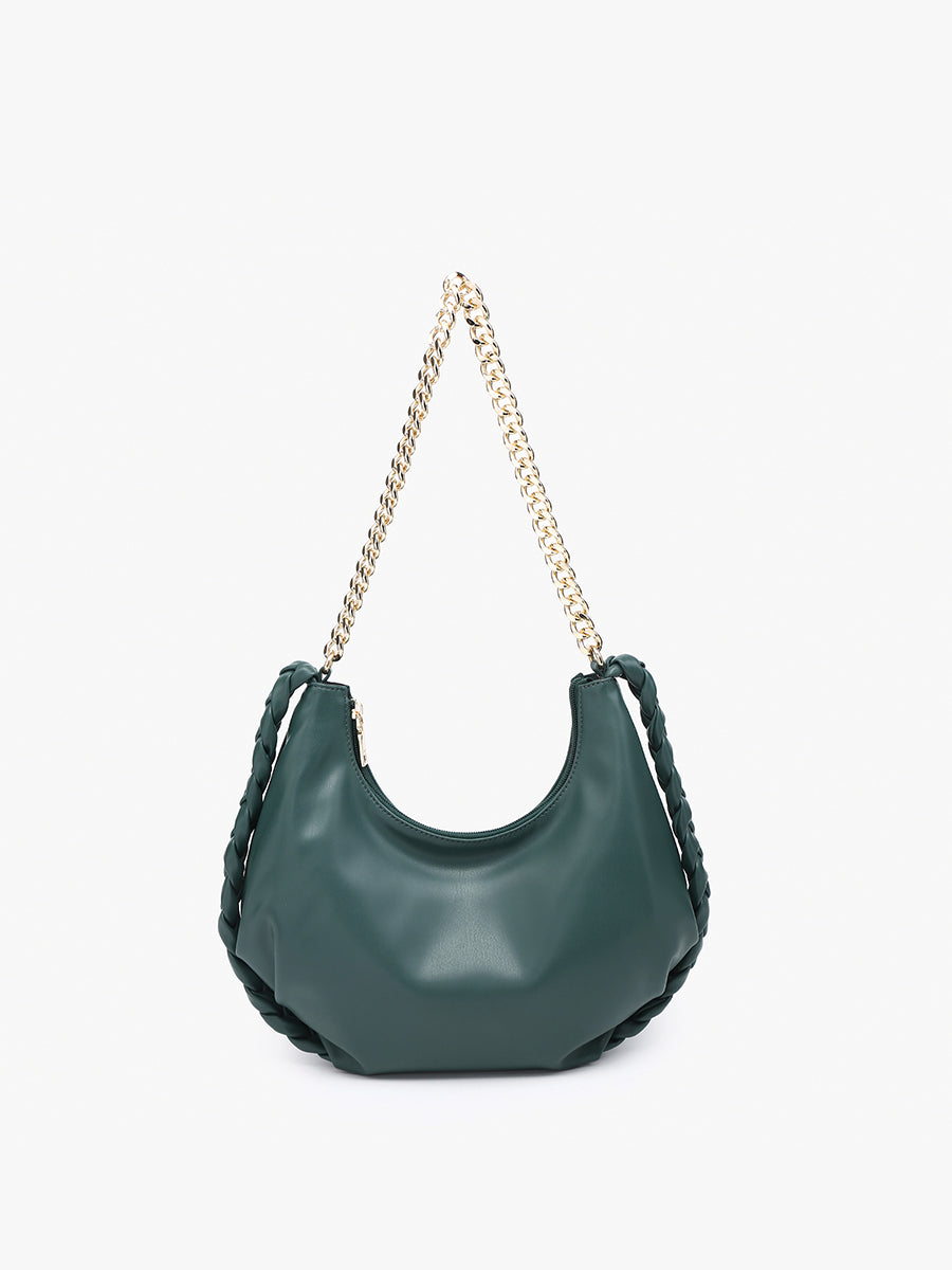 Elliot Vegan Chain Strap Satchel Hunter Green - Jen & Co. vegan handbag